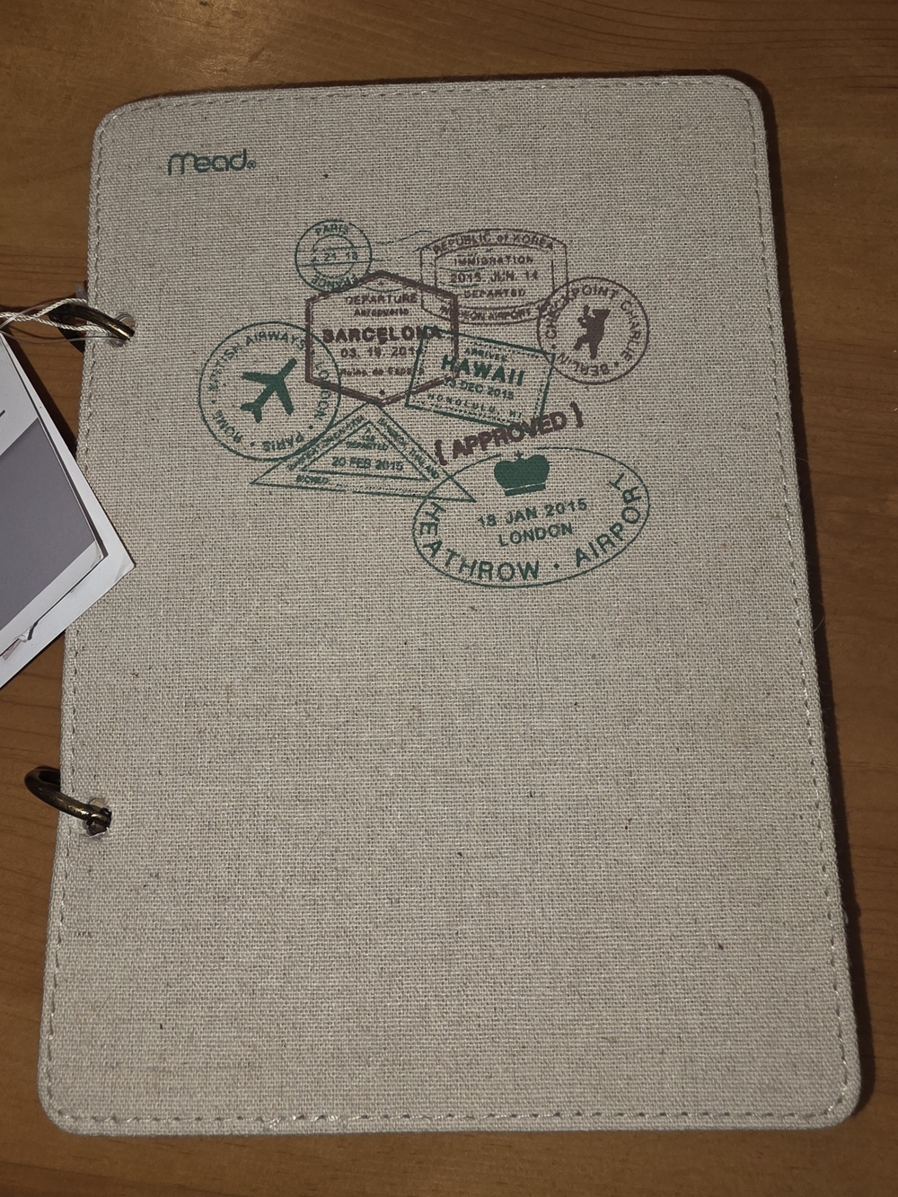 Beige Travel Stamp Journal - Soft Cover Notebook